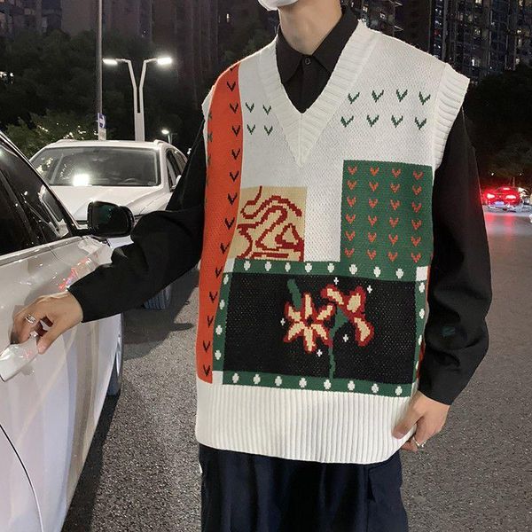 men's vests sweaters vest women loose sleeveless v-neck print panelled trendy retro all-match japanese style couple harajuku female, Black;white
men's vests sweaters vest women loose sleeveless v-neck print panelled trendy retro all-match japanese style couple harajuku female, Black;white