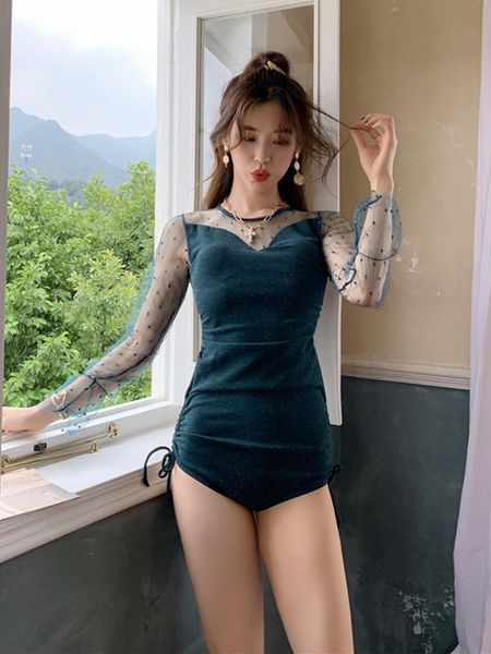 one-piece suits 2021 korean women one piece swimwear hollow front twist cross strap back mesh long sleeves triangle bathing suit
one-piece suits 2021 korean women one piece swimwear hollow front twist cross strap back mesh long sleeves triangle bathing suit