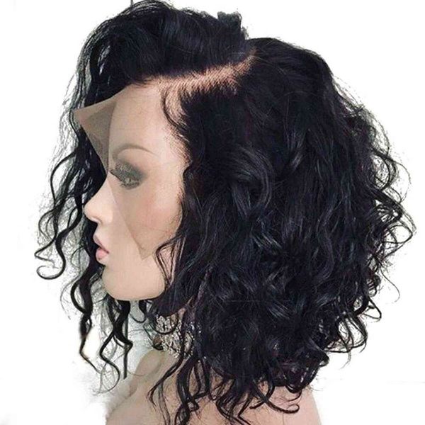 bythair short wavy bob 13x6 hd lace front human hair wigs bleached knots virgin brazilian pre plued natural bla color hairline, Black;brown
bythair short wavy bob 13x6 hd lace front human hair wigs bleached knots virgin brazilian pre plued natural bla color hairline, Black;brown