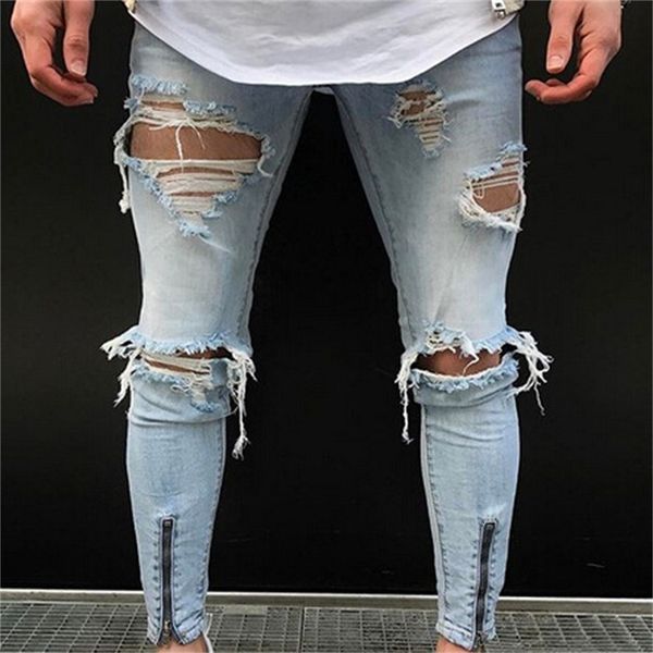 men's ripped holes mens high street blue leg zipper fit biker fashion pencil pants male long trousers hip hop slim distressed jeans
men's ripped holes mens high street blue leg zipper fit biker fashion pencil pants male long trousers hip hop slim distressed jeans
