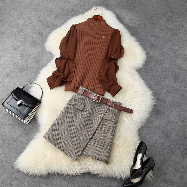 two piece dress fall elegant winter lady retro two garments fashion outfits women designers plied knitted wool sweater and joint skirt juse, White
two piece dress fall elegant winter lady retro two garments fashion outfits women designers plied knitted wool sweater and joint skirt juse, White