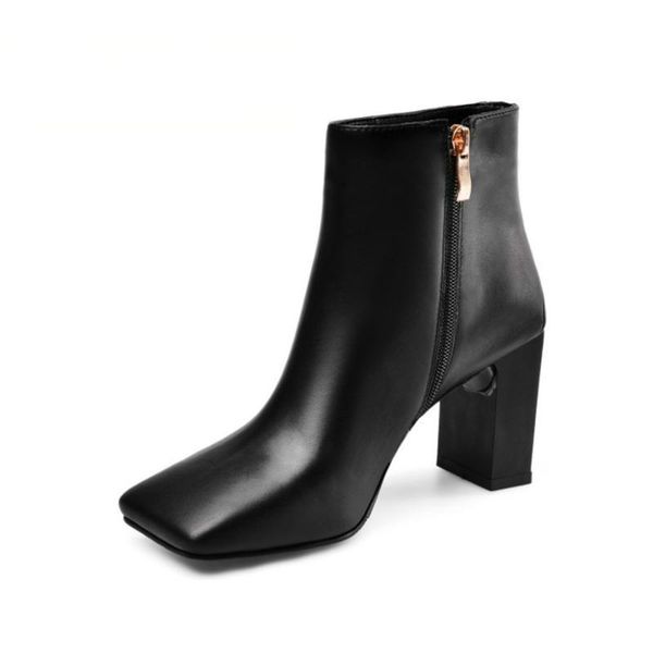 boots women shoes cowhide material metal decorative square head zip closure fashion platform high heel, Black
boots women shoes cowhide material metal decorative square head zip closure fashion platform high heel, Black