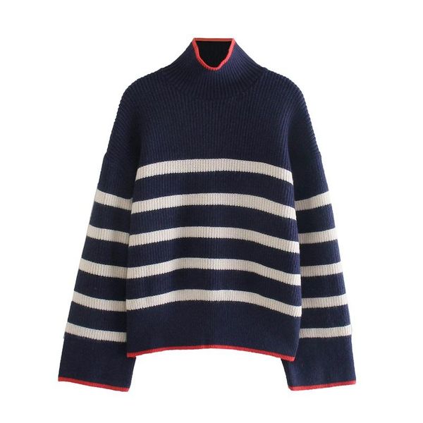 women's sweaters women 2022 fashion striped thick thread knitted sweater retro long sleeve high neck loose pullover streetwear, White;black
women's sweaters women 2022 fashion striped thick thread knitted sweater retro long sleeve high neck loose pullover streetwear, White;black