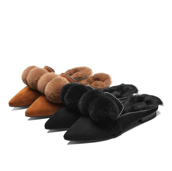slippers spring and autumn fashion women's real sheep suede fabric comfortable inner fluffy ball decoration, Black
slippers spring and autumn fashion women's real sheep suede fabric comfortable inner fluffy ball decoration, Black