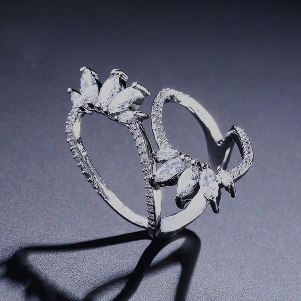 wedding rings yayi jewelry princess cut 8 ct white zircon silver color engagement heart girls party adjustable, Slivery;golden 
wedding rings yayi jewelry princess cut 8 ct white zircon silver color engagement heart girls party adjustable, Slivery;golden