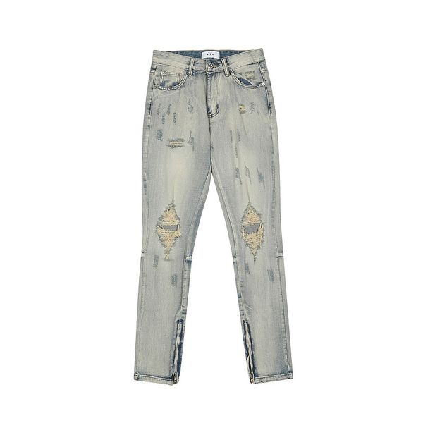 men high street zip slim fit jeans fashion hole style denim pants retro loose casual trousers hy302, Blue
men high street zip slim fit jeans fashion hole style denim pants retro loose casual trousers hy302, Blue