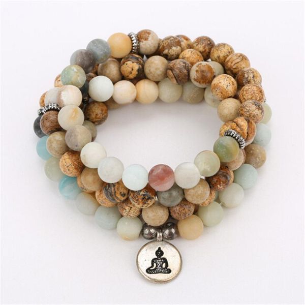 beaded, strands design 108 natural amazonian stone beads bracelets multi circles with yoga buddha head pendant meditation jewelry wholesale, Black
beaded, strands design 108 natural amazonian stone beads bracelets multi circles with yoga buddha head pendant meditation jewelry wholesale, Black