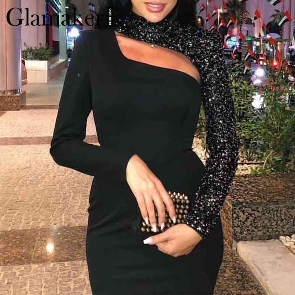 glamaker hollow out long sleeve black dress women sequin pink club midi dress elegant bodycon party dress vestido de fiesta 210414, Black;gray
glamaker hollow out long sleeve black dress women sequin pink club midi dress elegant bodycon party dress vestido de fiesta 210414, Black;gray