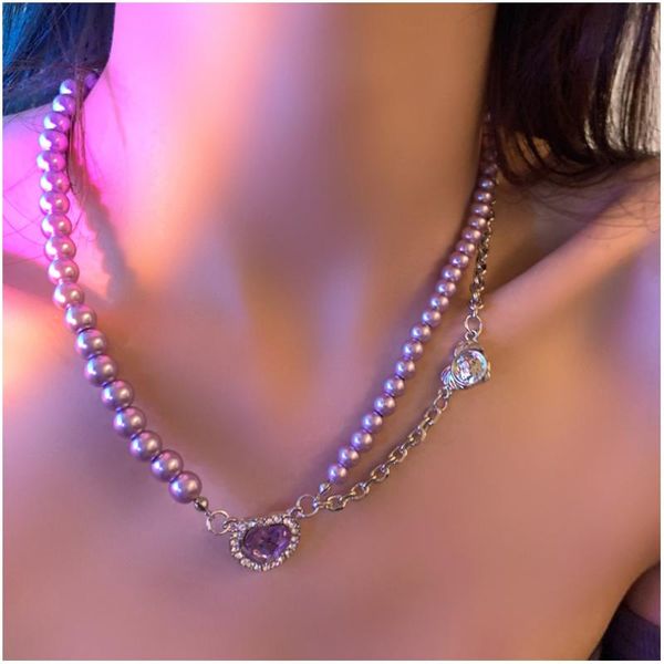 chains women jewelry crystal pendant necklace 2021 design pretty simulated pearl purple for girl fine accessories, Silver
chains women jewelry crystal pendant necklace 2021 design pretty simulated pearl purple for girl fine accessories, Silver