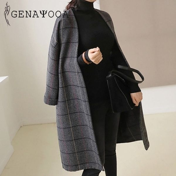 genayooa plus wool outwear size casual winter long sleeve plaid woolen coat women 210417, Black
genayooa plus wool outwear size casual winter long sleeve plaid woolen coat women 210417, Black