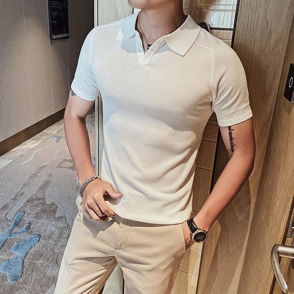 men's polos v neck knitted shirt men short sleeve summer 2021 fashion mens casual slim fit streetwear homme ysfy, White;black
men's polos v neck knitted shirt men short sleeve summer 2021 fashion mens casual slim fit streetwear homme ysfy, White;black