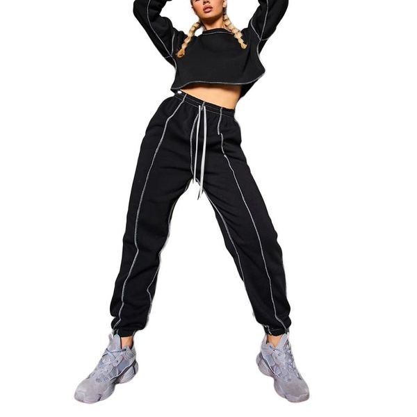 gym clothing 2pcs women sportswear autumn winter tracksuits solid color o-neck long sleeve crop + drawstring waist pants exercise sets, White;black
gym clothing 2pcs women sportswear autumn winter tracksuits solid color o-neck long sleeve crop + drawstring waist pants exercise sets, White;black
