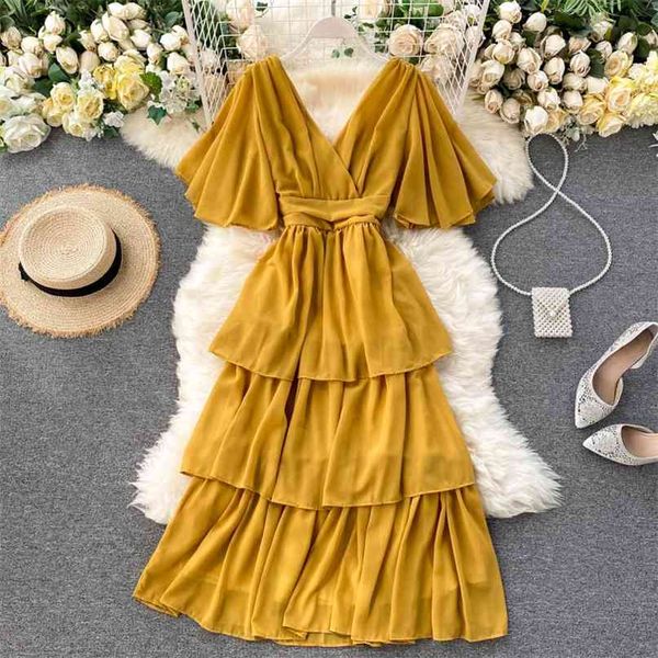 chiffon dress slimming v-neck halter short flare sleeve high waist women fashion solid color vestidos n371 210527, Black;gray
chiffon dress slimming v-neck halter short flare sleeve high waist women fashion solid color vestidos n371 210527, Black;gray