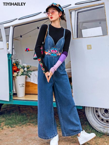 long wide leg jumpsuit and rompers denim bib pants casual embroidery trousers spaghetti strap s-xl women's jeans, Blue
long wide leg jumpsuit and rompers denim bib pants casual embroidery trousers spaghetti strap s-xl women's jeans, Blue
