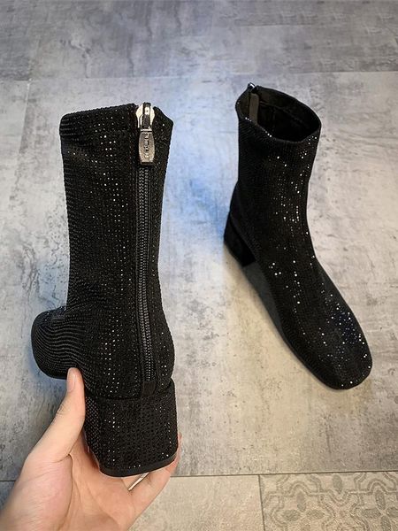 boots women's shoes ankle 2021 autumn and winter fashion zipper flashing diamond sequin square toe mid-heel, Black
boots women's shoes ankle 2021 autumn and winter fashion zipper flashing diamond sequin square toe mid-heel, Black