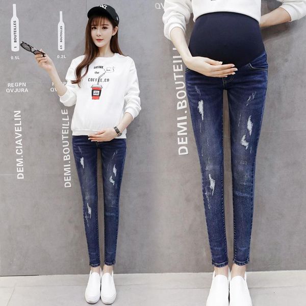 maternity bottoms autumn and winter cotton trousers, White