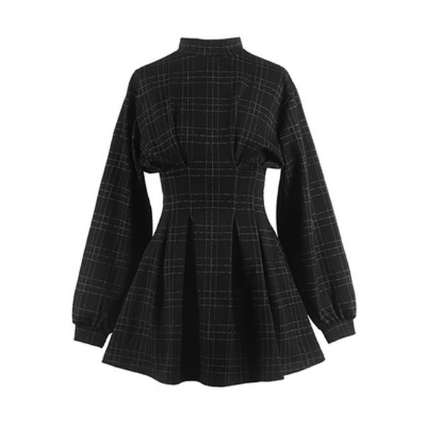 perhaps u women stand collar long sleeve balck plaid pleat ruched mini dress puff sleeve d1420, Black;gray
perhaps u women stand collar long sleeve balck plaid pleat ruched mini dress puff sleeve d1420, Black;gray