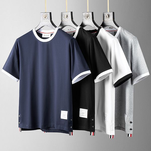 high version fog summer fashion men's couple's color matching mercerized cotton short sleeve t-shirt versatile casual round neck t, White;black
high version fog summer fashion men's couple's color matching mercerized cotton short sleeve t-shirt versatile casual round neck t, White;black
