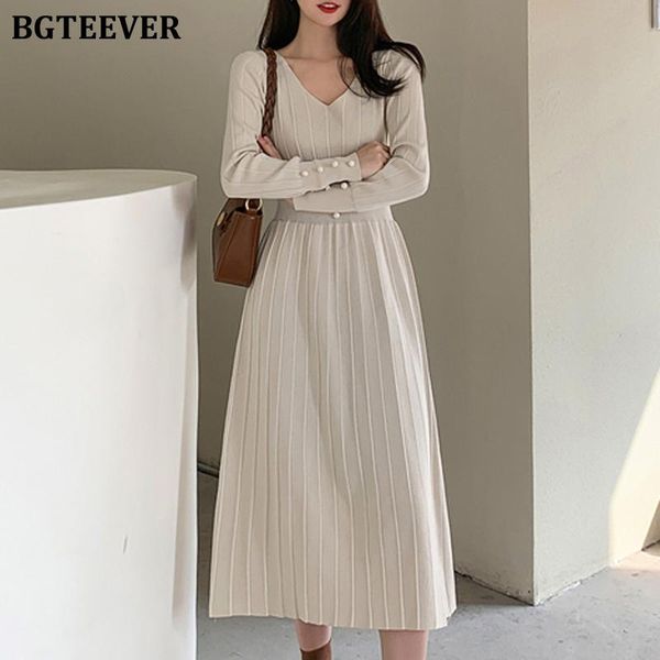 casual dresses bgteever elegant v-neck ladies sweater midi vestidos full sleeve button slim waist female knitted a-line dress autumn, Black;gray
casual dresses bgteever elegant v-neck ladies sweater midi vestidos full sleeve button slim waist female knitted a-line dress autumn, Black;gray