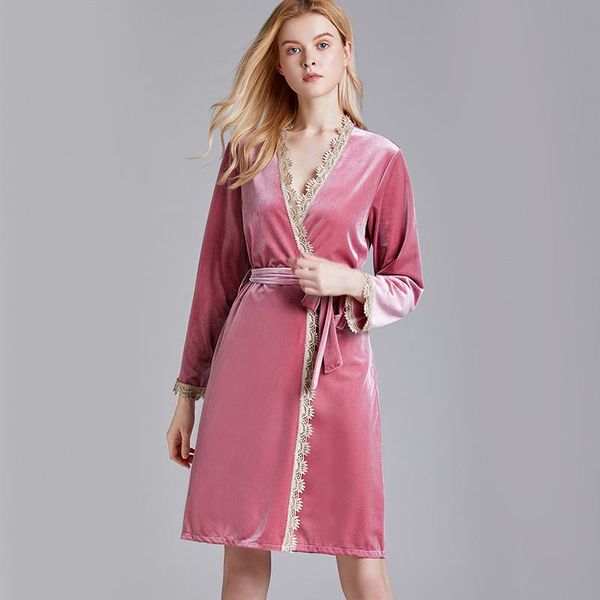 women's sleepwear robes gold velvet soft mid-length pajamas home service el bathrobe long sleeve robe the bath women, Black;red
women's sleepwear robes gold velvet soft mid-length pajamas home service el bathrobe long sleeve robe the bath women, Black;red