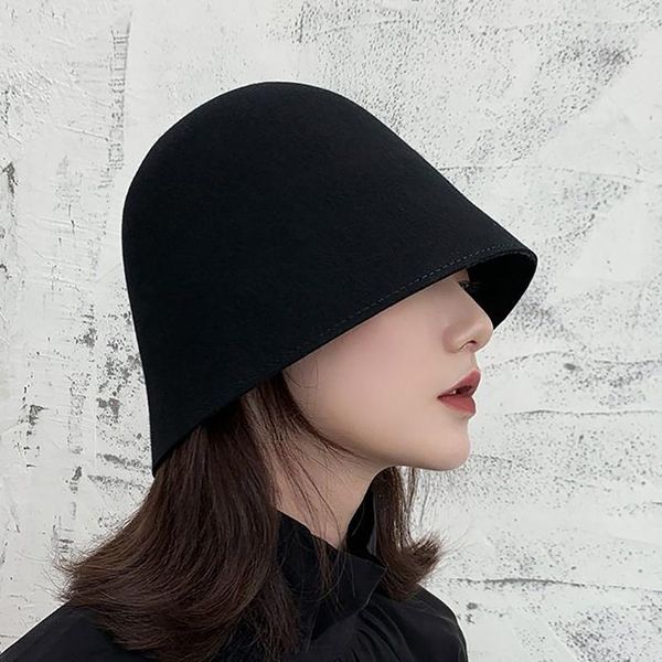 wide brim hats 2021 woolen cloth retro black bucket hat fashion bell basin female fisherman autumn winter wool monochrome cap, Blue;gray
wide brim hats 2021 woolen cloth retro black bucket hat fashion bell basin female fisherman autumn winter wool monochrome cap, Blue;gray
