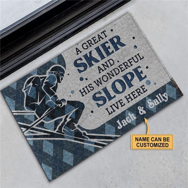 carpets personalized a great skiier and wonderful slope live here doormat non slip door floor mats decor porch 
carpets personalized a great skiier and wonderful slope live here doormat non slip door floor mats decor porch