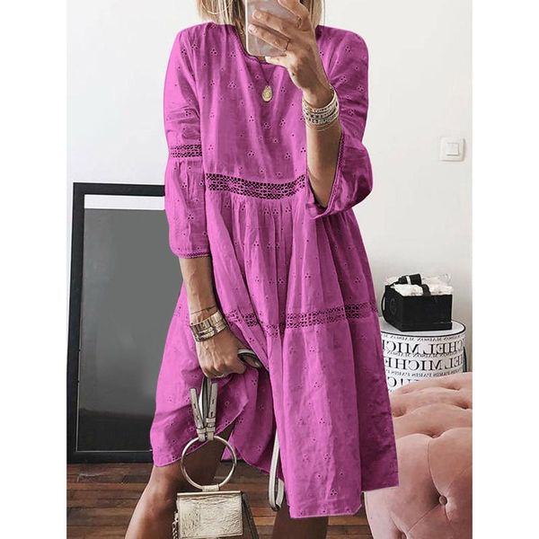 casual dresses women boho solid crew neck hollow out splice 3/4 sleeve mid-long summer beach dress plus size 2021, Black;gray
casual dresses women boho solid crew neck hollow out splice 3/4 sleeve mid-long summer beach dress plus size 2021, Black;gray