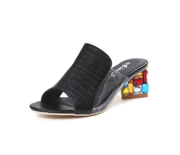 women summer slippers brand slides beach crystals high heels women's shoes sandals, Black
women summer slippers brand slides beach crystals high heels women's shoes sandals, Black