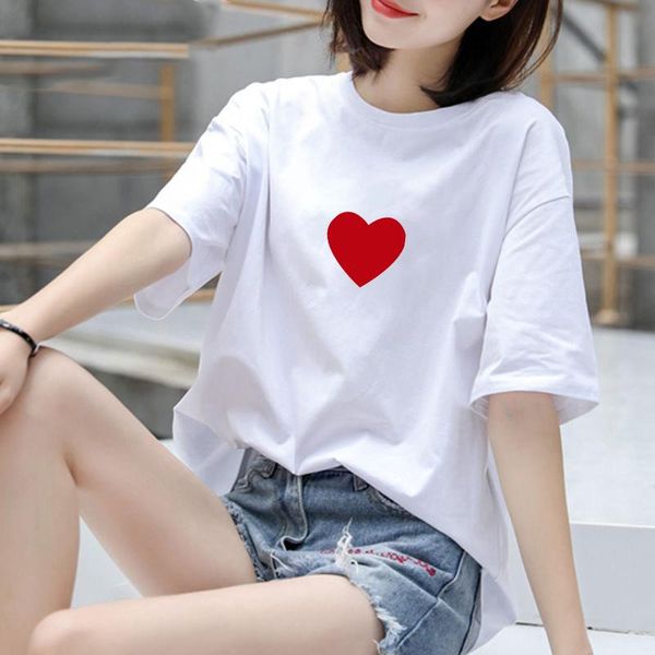 women's t-shirt brand t shirt summer short sleeve 10 colors full cotton womens versatile loose pringting love, White
women's t-shirt brand t shirt summer short sleeve 10 colors full cotton womens versatile loose pringting love, White