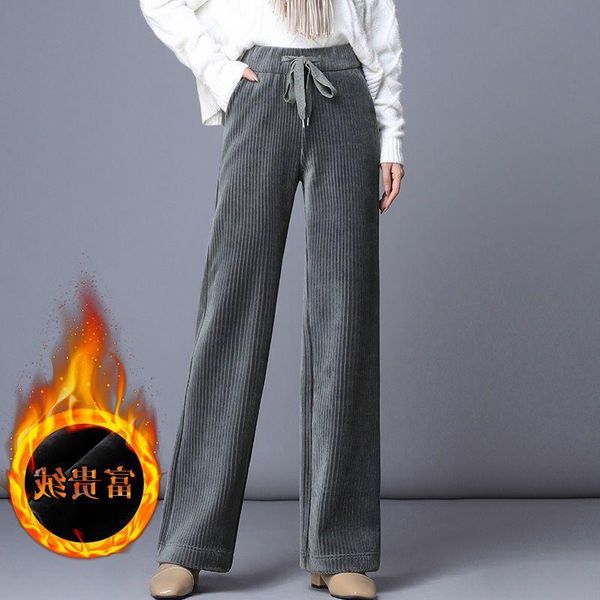 corduroy women pants lace up stretch high waist long trousers 2021 autumn winter causal solid wide leg femme 4d329 women's & capris, Black;white
corduroy women pants lace up stretch high waist long trousers 2021 autumn winter causal solid wide leg femme 4d329 women's & capris, Black;white