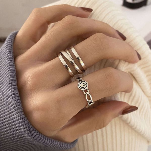 korean pure silver multi-layer smile face opening ring women's fashion design temperament, Black
korean pure silver multi-layer smile face opening ring women's fashion design temperament, Black