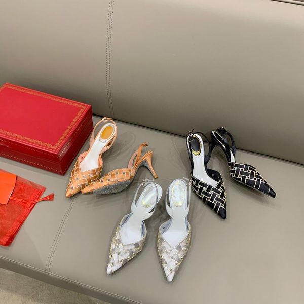 sandals shoes women summer crystal weaves pointed toe shallow thin high heels party sandalias buckle strap designer slingbacks, Black
sandals shoes women summer crystal weaves pointed toe shallow thin high heels party sandalias buckle strap designer slingbacks, Black