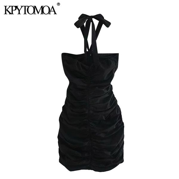 women fashion draped mini halter dress back bow tied side zipper female dresses vestidos mujer 210420, Black;gray
women fashion draped mini halter dress back bow tied side zipper female dresses vestidos mujer 210420, Black;gray