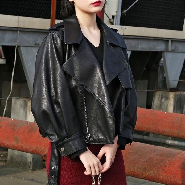 women's jackets women's leather turn-down collar buckle waist loose cool biker coat wholesale 2021 fashion female autumn cloth, Black;brown
women's jackets women's leather turn-down collar buckle waist loose cool biker coat wholesale 2021 fashion female autumn cloth, Black;brown