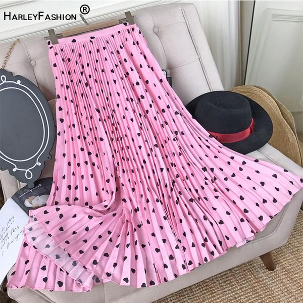 harleyfashion european design women hearts printing sweet pink long skirt high waist quality pleated summer skirts, Black
harleyfashion european design women hearts printing sweet pink long skirt high waist quality pleated summer skirts, Black