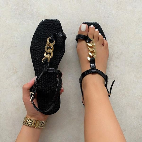 sandals women metal chain buckle flat lace-up ladies footwear summer outdoor beach female slipper solid color comfy casual shoes, Black
sandals women metal chain buckle flat lace-up ladies footwear summer outdoor beach female slipper solid color comfy casual shoes, Black