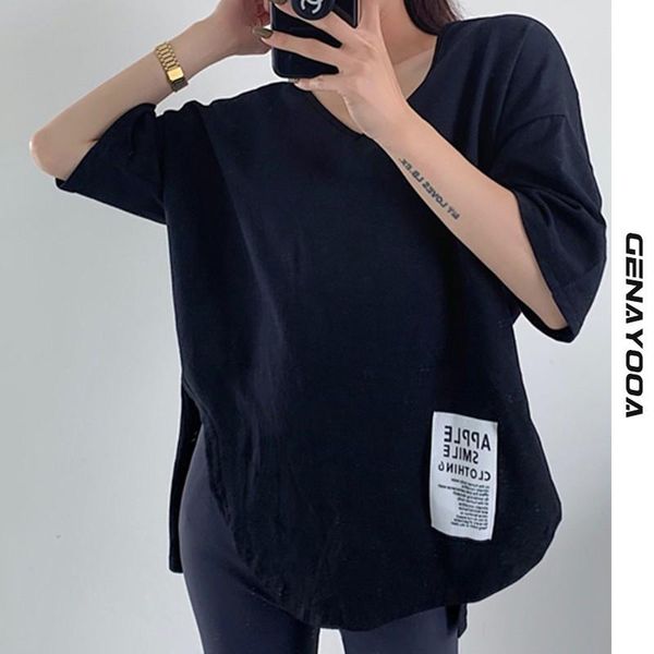 genayooa korean style women t shirt v neck casual loose womens and blouses short sleeve tee femme oversized women's t-shirt, White
genayooa korean style women t shirt v neck casual loose womens and blouses short sleeve tee femme oversized women's t-shirt, White