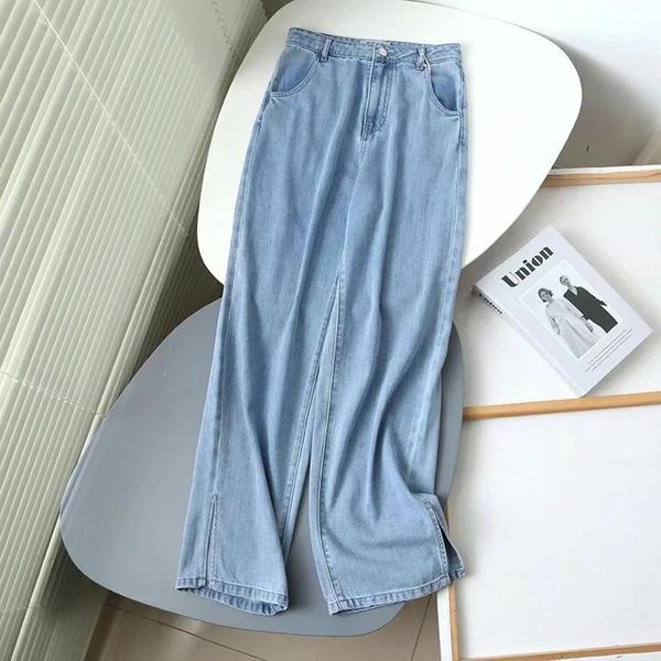 women's jeans casual solid maxi slit pants dlzk120, Blue
