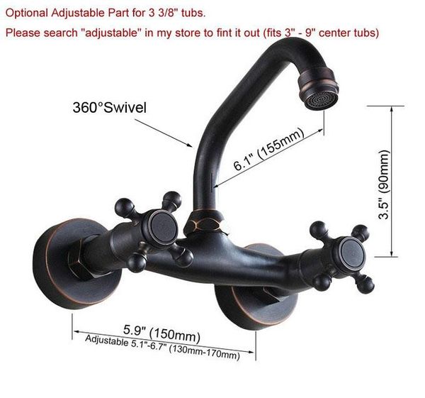 bathroom sink faucets black oil rubbed brass double handle/hole wall mounted kitchen basin faucet mixer tap swivel spout 360' dnf321
bathroom sink faucets black oil rubbed brass double handle/hole wall mounted kitchen basin faucet mixer tap swivel spout 360' dnf321