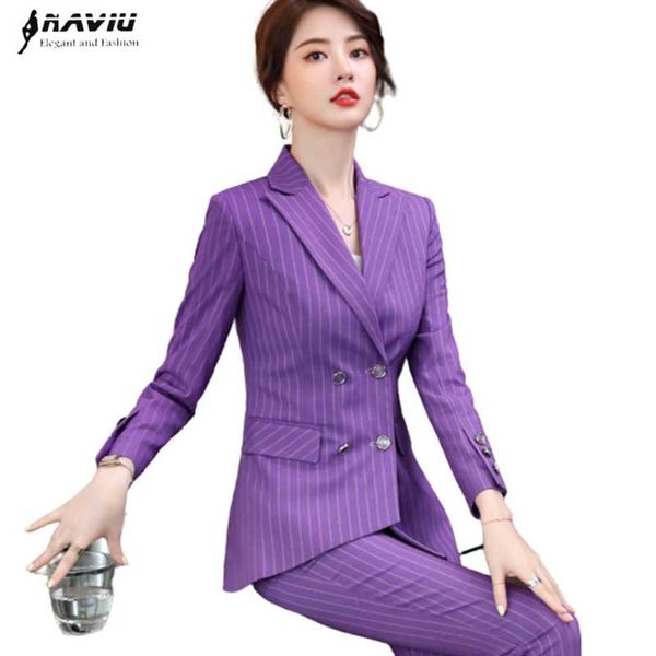 naviu fashion stripe suit professional pants for women formal clothes two pieces set blazer and women's piece, White
naviu fashion stripe suit professional pants for women formal clothes two pieces set blazer and women's piece, White