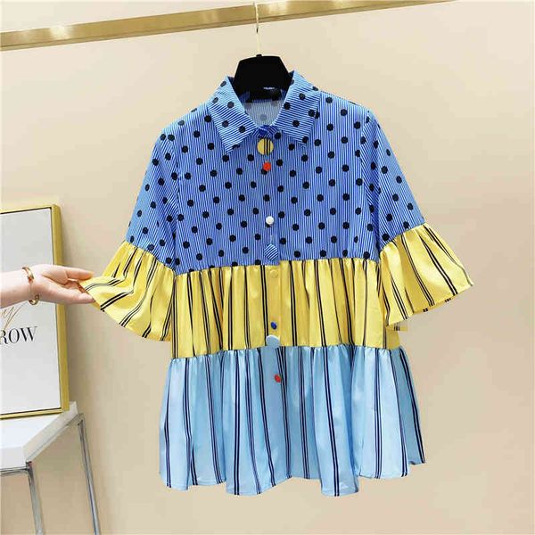 summer new panelled fashion design women shirts women polka dot spliced striped turn down collar shirt 210421, White
summer new panelled fashion design women shirts women polka dot spliced striped turn down collar shirt 210421, White
