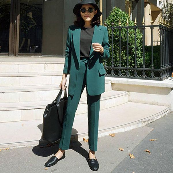women single botton work blazer suits ol pants suit notched blazers jackets with trouser two pieces set red pink green women's piece, White
women single botton work blazer suits ol pants suit notched blazers jackets with trouser two pieces set red pink green women's piece, White