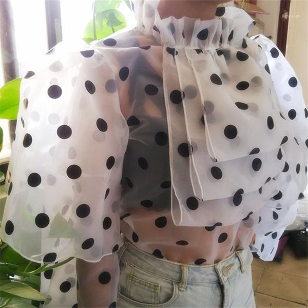 women's blouses & shirts chicever korean dot perspective women shirt stand collar long flare sleeve ruffle short length blouse female f, White
women's blouses & shirts chicever korean dot perspective women shirt stand collar long flare sleeve ruffle short length blouse female f, White