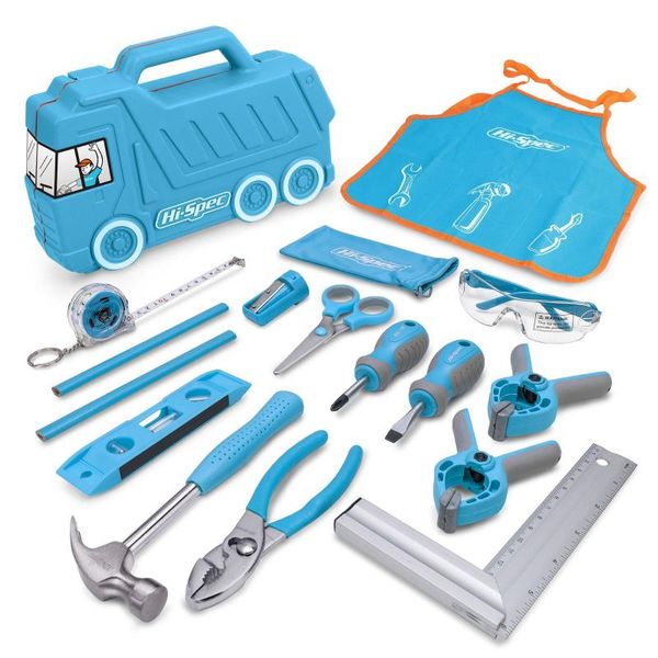 professional hand tool sets hi-spec 17pc kids blue set kit real metal diy tools with apron goggle screwdrivers for children boys in truck bo
professional hand tool sets hi-spec 17pc kids blue set kit real metal diy tools with apron goggle screwdrivers for children boys in truck bo