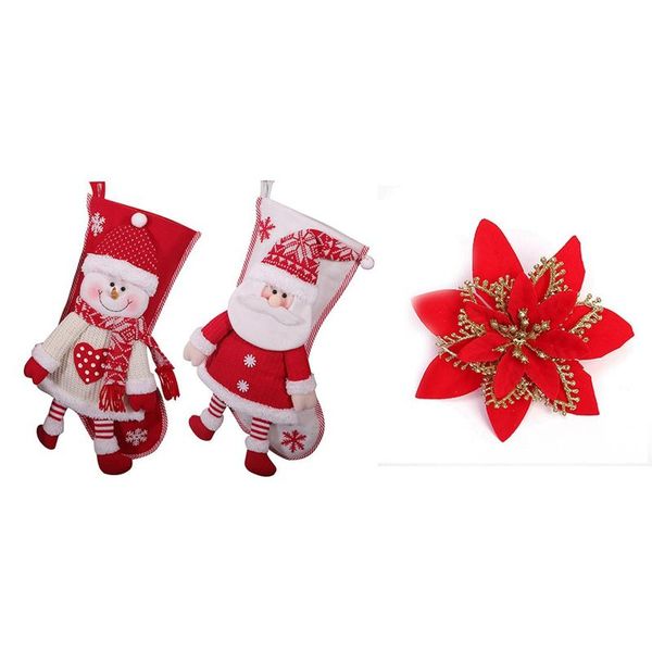christmas decorations 20pcs flower fabric tree decoration artificial with 2 pcs stockings
christmas decorations 20pcs flower fabric tree decoration artificial with 2 pcs stockings