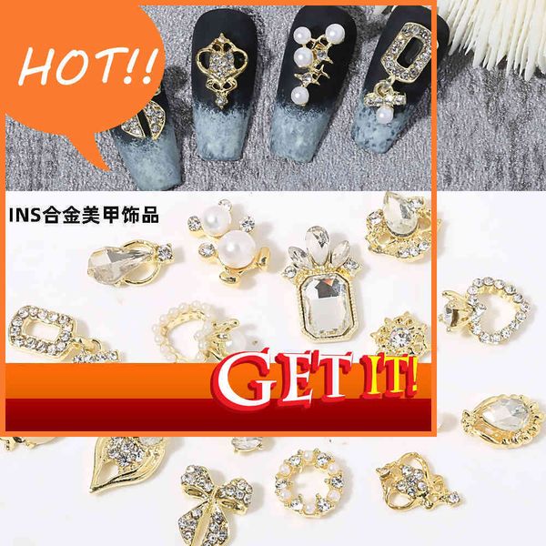 

ins nail accessories pearl inlaid diamond round wreath opal bow heart ring pile bear, Silver;gold