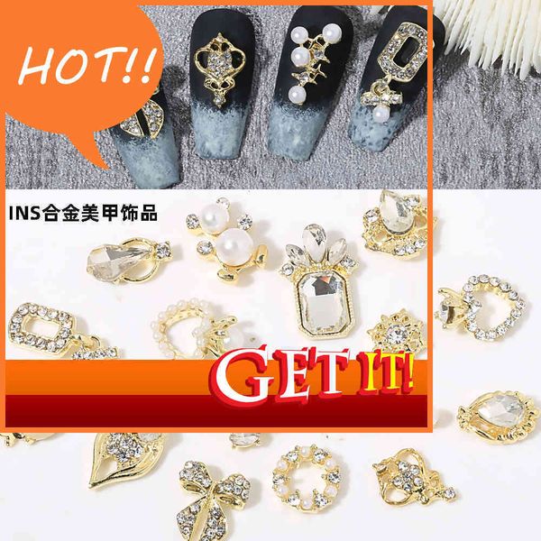 

ins nail accessories pearl inlaid diamond round wreath opal bow heart ring pile bear, Silver;gold