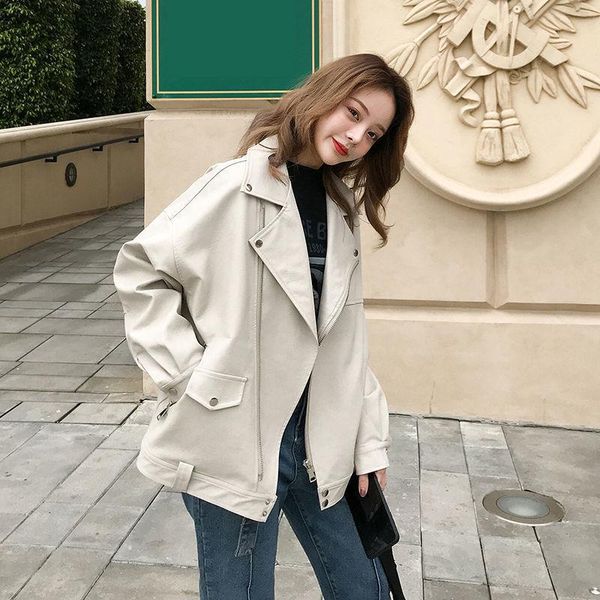 women's leather & faux cgc 2021 fashion simple autumn winter jacket women short loose casual streetwear coat female motorcycle jackets, Black
women's leather & faux cgc 2021 fashion simple autumn winter jacket women short loose casual streetwear coat female motorcycle jackets, Black