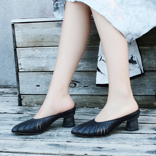 slippers women leather high heels coffee summer shoes for brand mules genuine lazy retro slipper, Black
slippers women leather high heels coffee summer shoes for brand mules genuine lazy retro slipper, Black