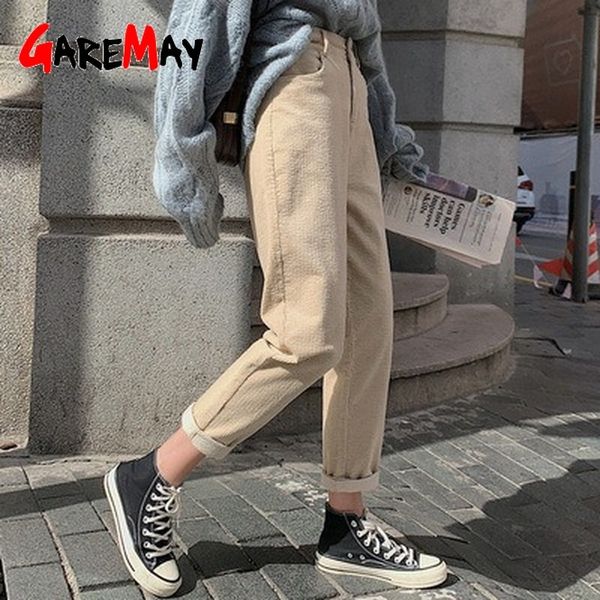 women corduroy harem pants solid high wait loose casual velvet trousers autumn elastic waist korean 210428, Black;white
women corduroy harem pants solid high wait loose casual velvet trousers autumn elastic waist korean 210428, Black;white